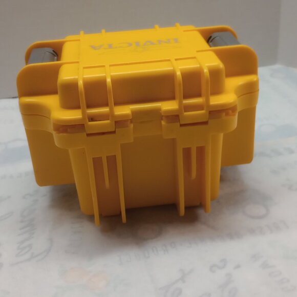 Invicta Watch Case Only-Waterproof Storage Box Yellow Hard Plastic w/Inserts - Picture 4 of 8